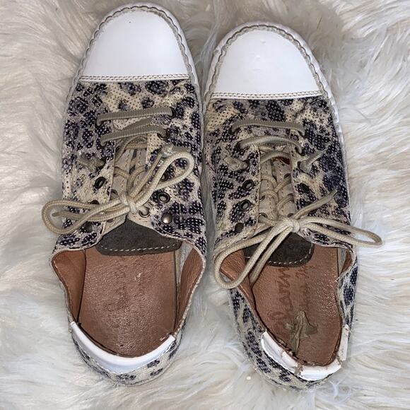 Italian Leather Leopard Lace Up Sneakers 39 - Picture 8 of 13